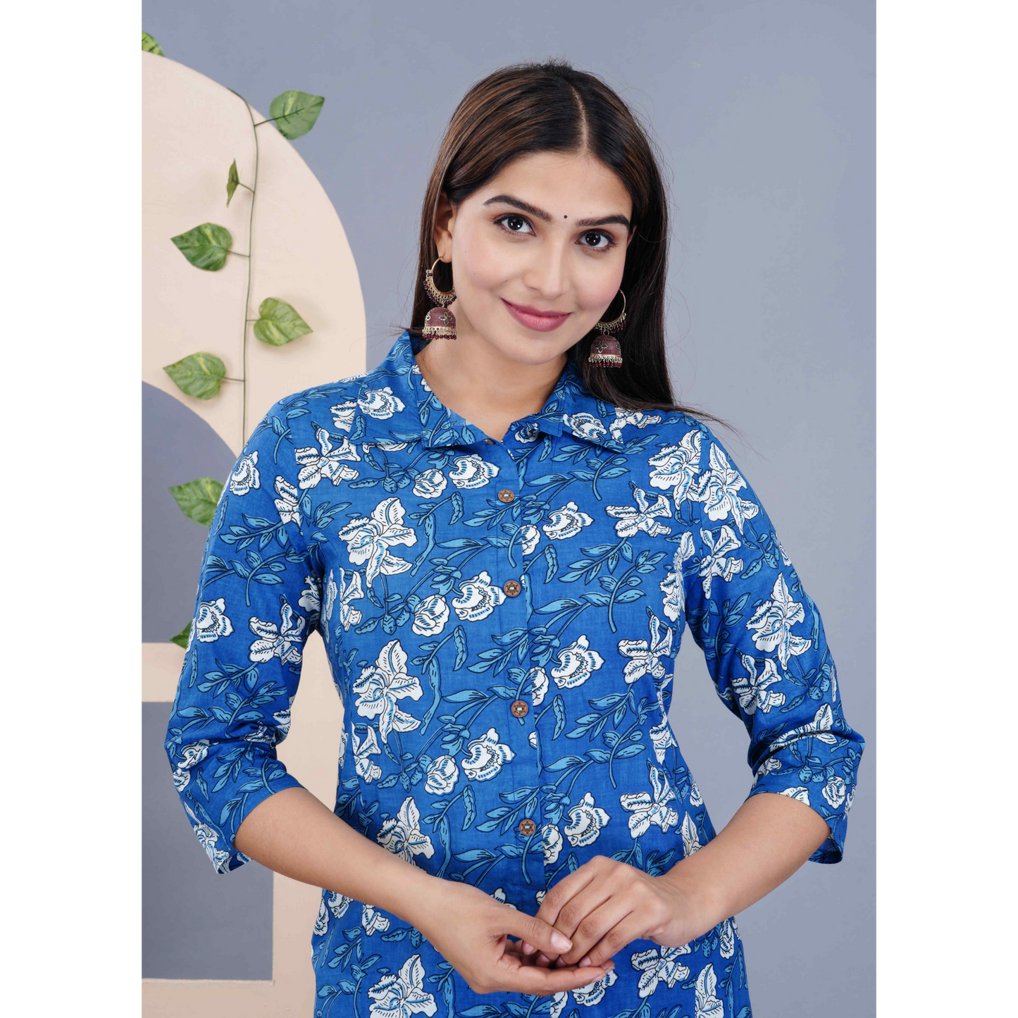 Jikonet Women's Co-Ord Set Kurta with Pant Set Outdoor Outfits Wear (Blue)
