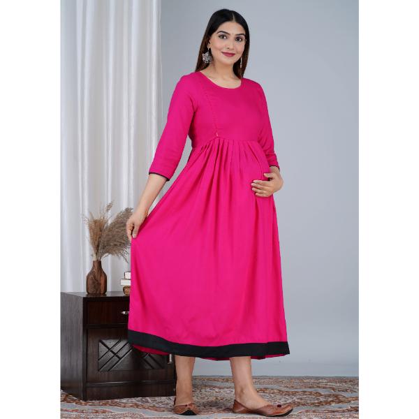 Jikonet Women's Cotton Plain Maternity Feeding Kurti