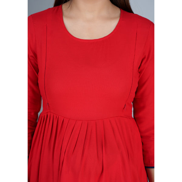 Jikonet Women's Cotton Plain Maternity Feeding Kurti