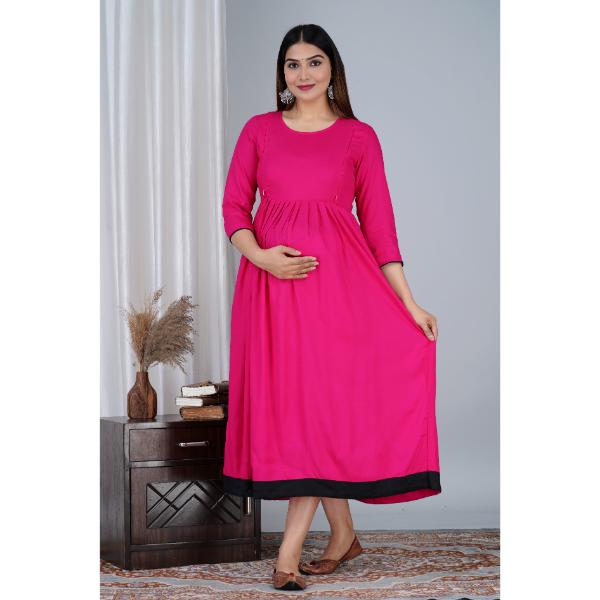 Jikonet Women's Cotton Plain Maternity Feeding Kurti