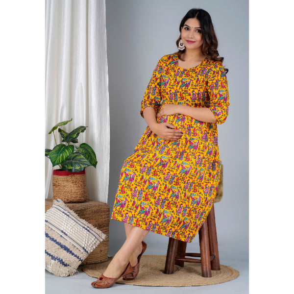 Jikonet Women's Cotton, Rayon Maternity Gown Feeding Kurti