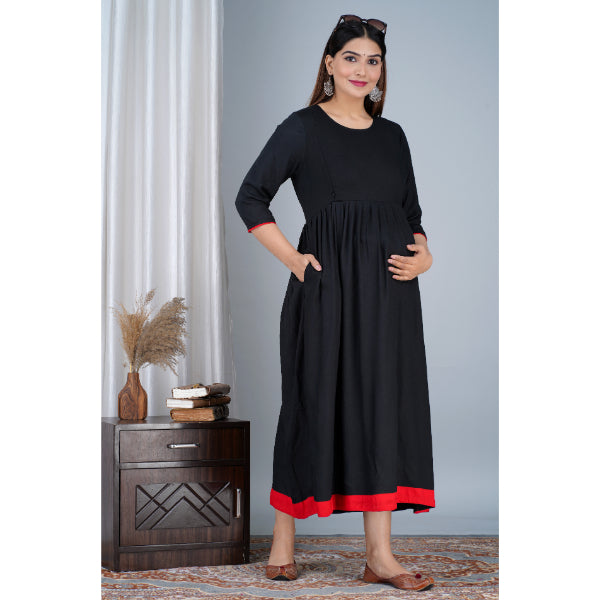 Jikonet Women's Cotton Plain Maternity Feeding Kurti