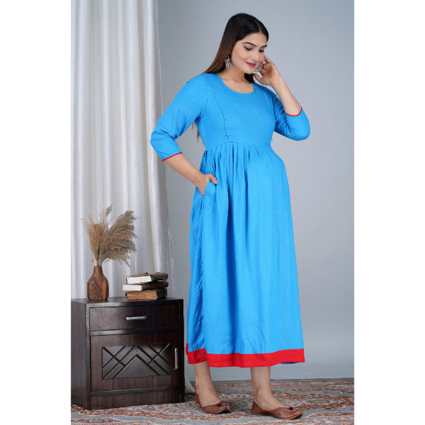 Jikonet Women's Cotton Plain Maternity Feeding Kurti