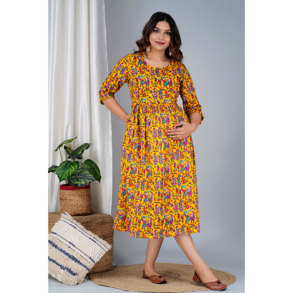 Jikonet Women's Cotton, Rayon Maternity Gown Feeding Kurti