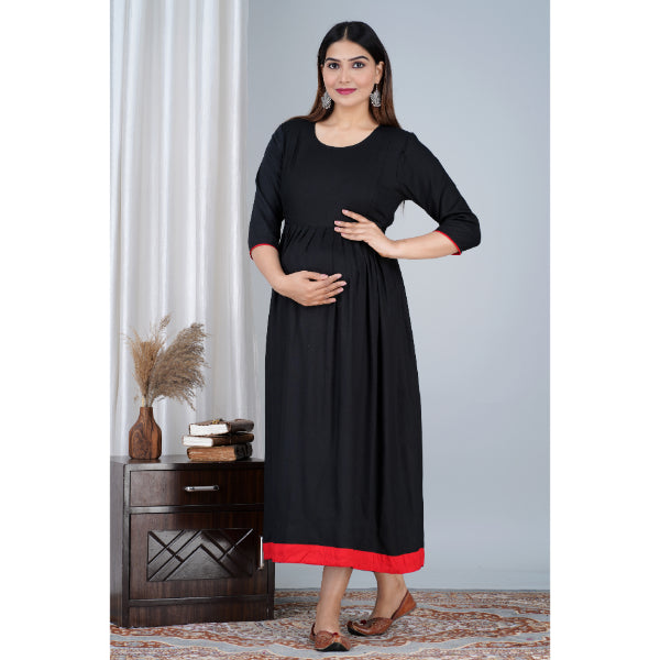 Jikonet Women's Cotton Plain Maternity Feeding Kurti