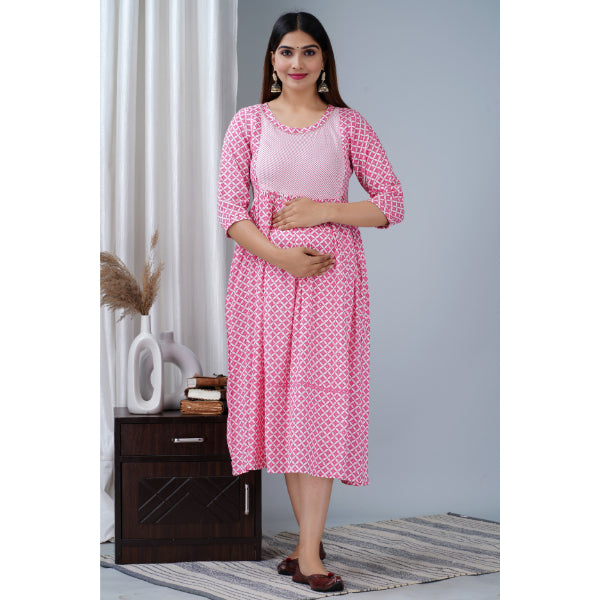 Jikonet Women's Breastfeeding Maternity Kurti with zip