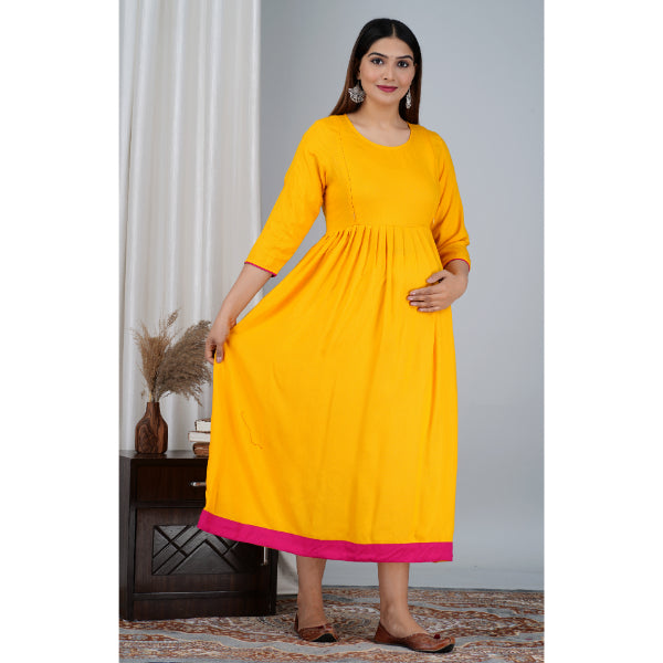 Jikonet Women's Cotton Plain Maternity Feeding Kurti