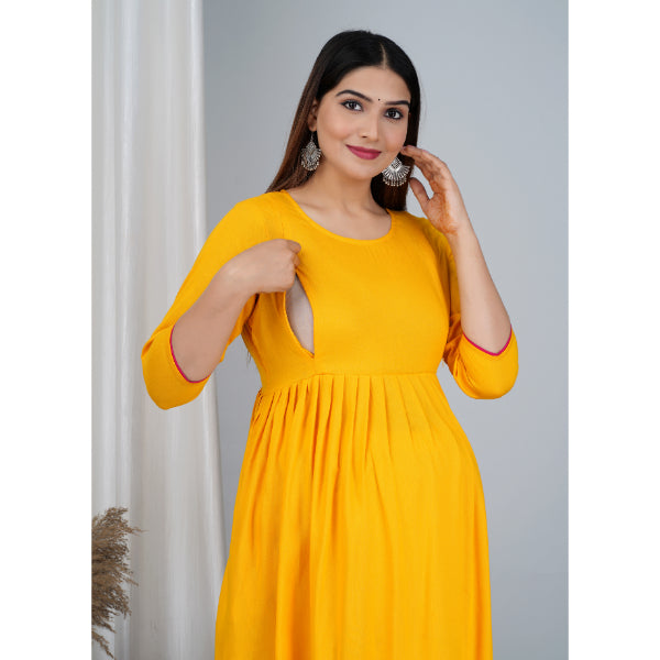 Jikonet Women's Cotton Plain Maternity Feeding Kurti