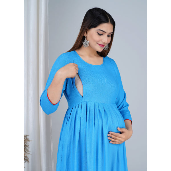 Jikonet Women's Cotton Plain Maternity Feeding Kurti