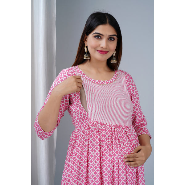 Jikonet Women's Breastfeeding Maternity Kurti with zip