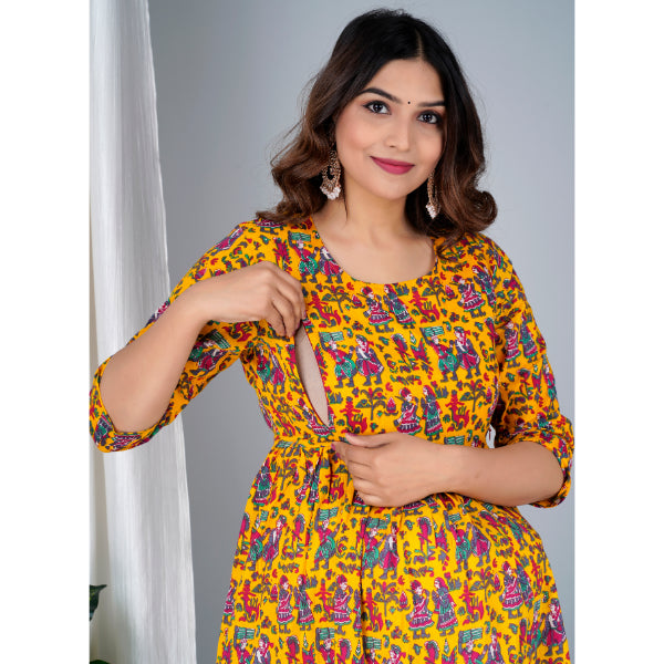 Jikonet Women's Cotton, Rayon Maternity Gown Feeding Kurti