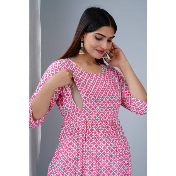 Jikonet Women's Breastfeeding Maternity Kurti with zip