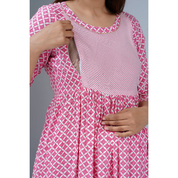 Jikonet Women's Breastfeeding Maternity Kurti with zip