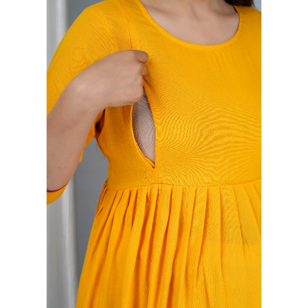 Jikonet Women's Cotton Plain Maternity Feeding Kurti