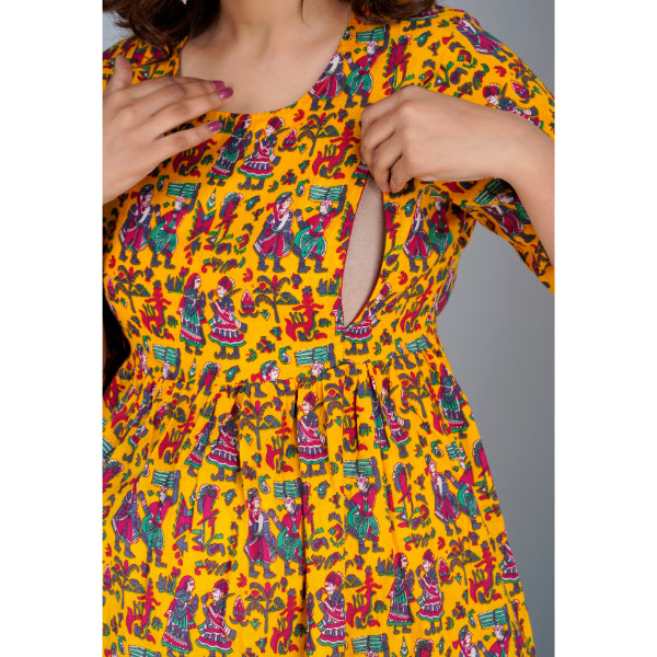Jikonet Women's Cotton, Rayon Maternity Gown Feeding Kurti