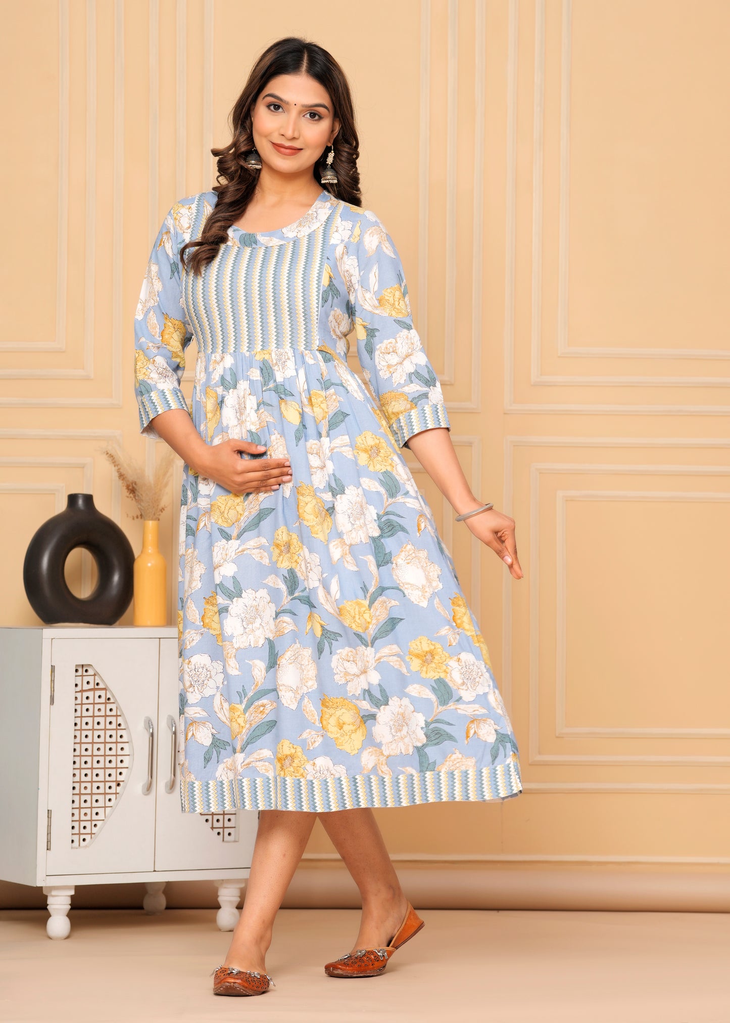 Jikonet Women's Breastfeeding Maternity Kurti with zip