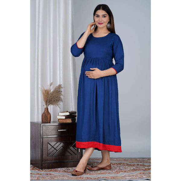 Jikonet Women's Cotton Plain Maternity Feeding Kurti