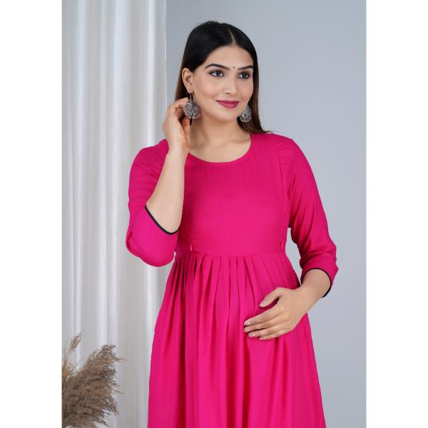 Jikonet Women's Cotton Plain Maternity Feeding Kurti