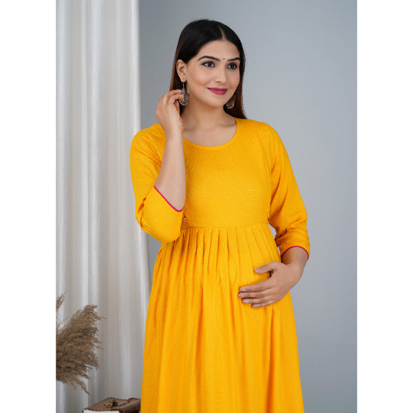 Jikonet Women's Cotton Plain Maternity Feeding Kurti