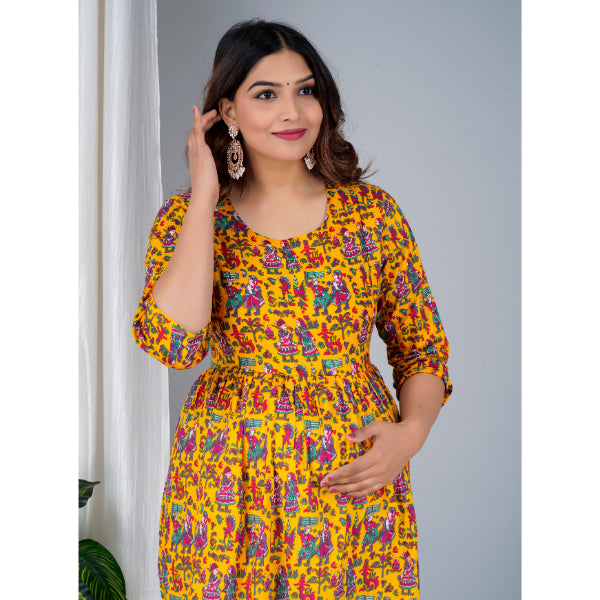 Jikonet Women's Cotton, Rayon Maternity Gown Feeding Kurti