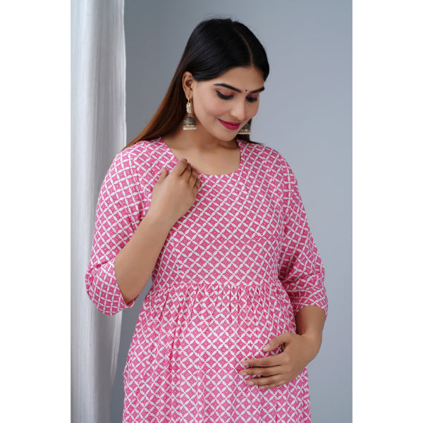 Jikonet Women's Breastfeeding Maternity Kurti with zip