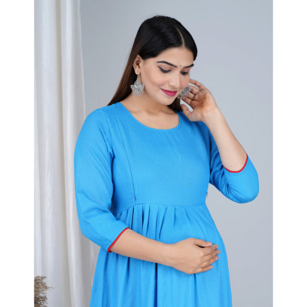 Jikonet Women's Cotton Plain Maternity Feeding Kurti