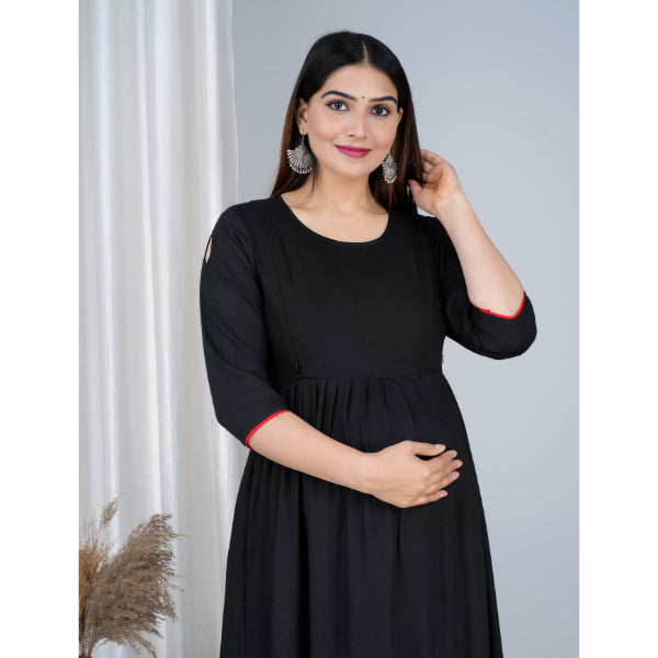 Jikonet Women's Cotton Plain Maternity Feeding Kurti