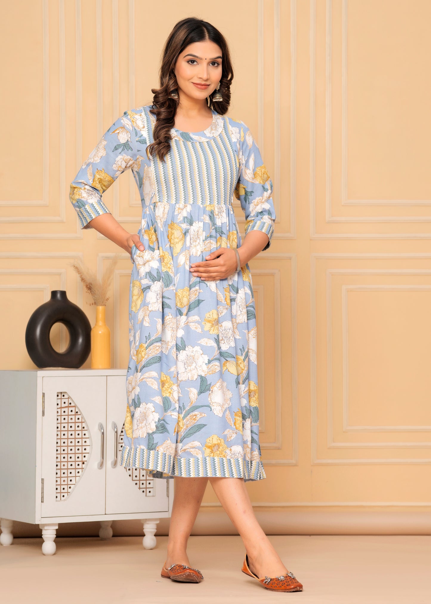 Jikonet Women's Breastfeeding Maternity Kurti with zip
