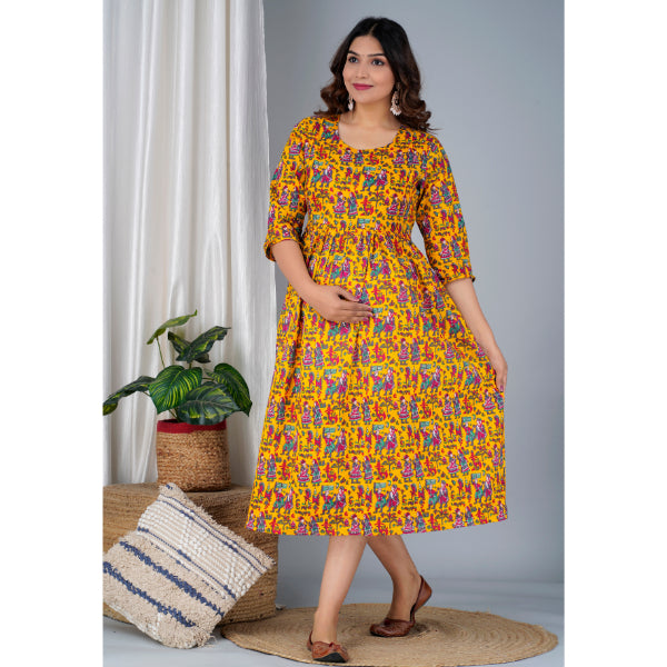 Jikonet Women's Cotton, Rayon Maternity Gown Feeding Kurti