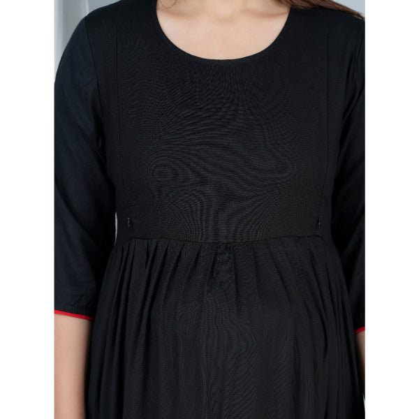 Jikonet Women's Cotton Plain Maternity Feeding Kurti