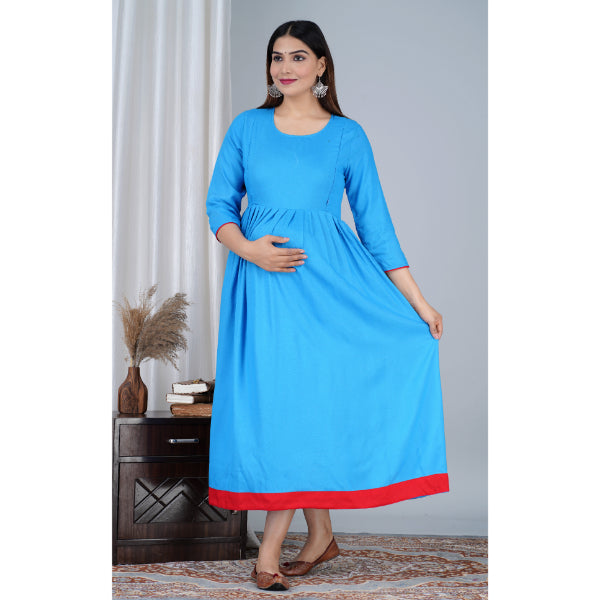 Jikonet Women's Cotton Plain Maternity Feeding Kurti