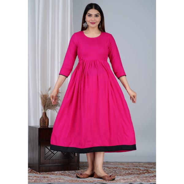 Jikonet Women's Cotton Plain Maternity Feeding Kurti