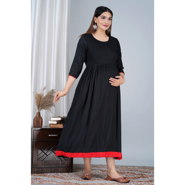 Jikonet Women's Cotton Plain Maternity Feeding Kurti
