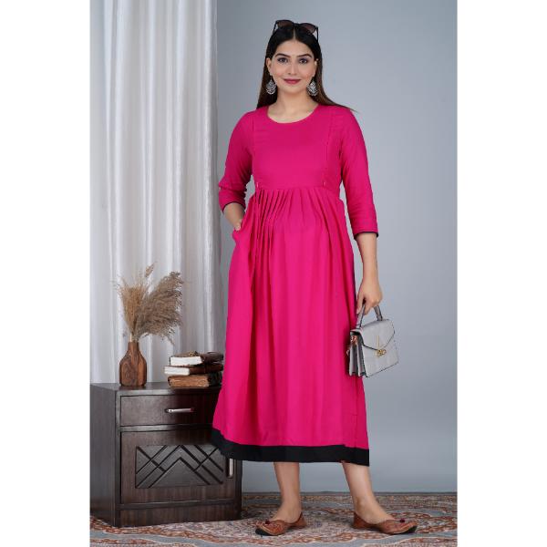 Jikonet Women's Cotton Plain Maternity Feeding Kurti