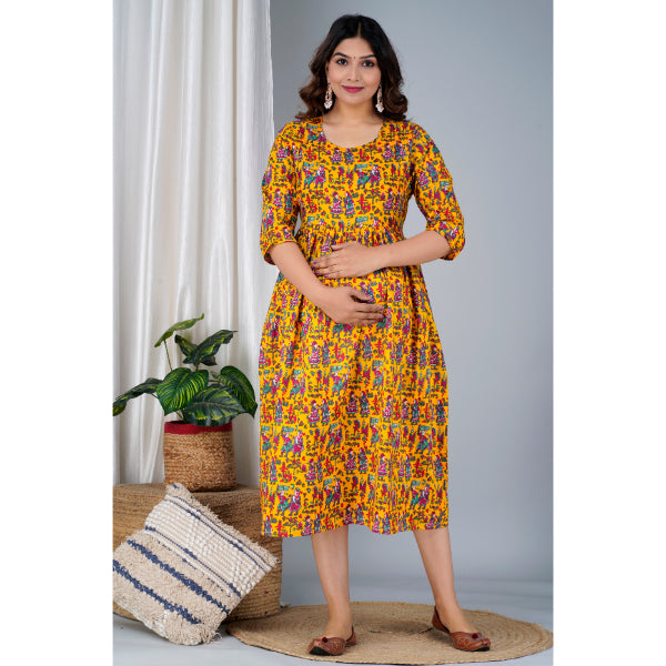 Jikonet Women's Cotton, Rayon Maternity Gown Feeding Kurti