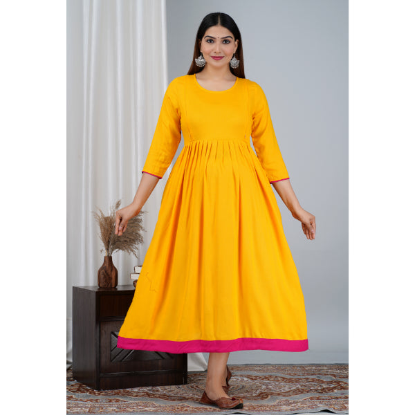 Jikonet Women's Cotton Plain Maternity Feeding Kurti
