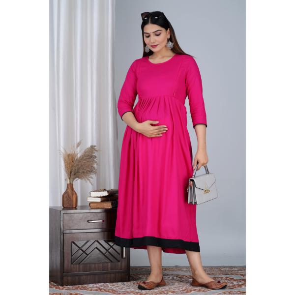 Jikonet Women's Cotton Plain Maternity Feeding Kurti