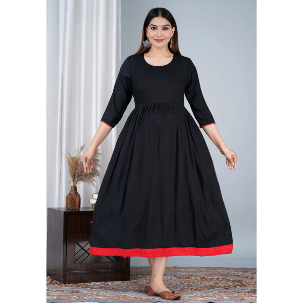 Jikonet Women's Cotton Plain Maternity Feeding Kurti