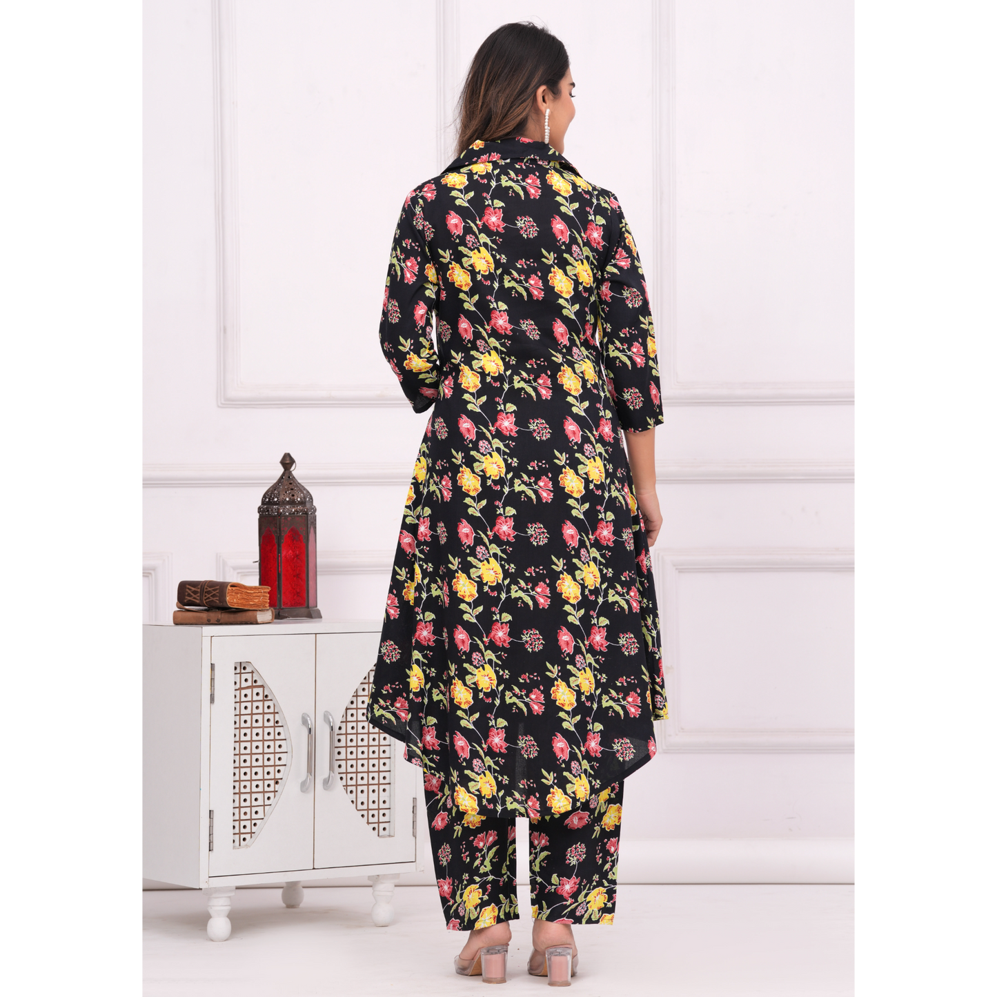 Jikonet Women's Co-Ord Set Kurta with Pant Set Outdoor Outfits Wear (Black)
