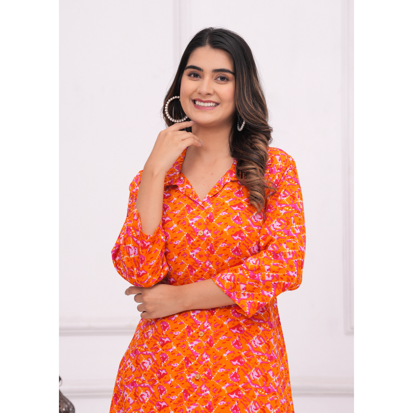 Jikonet Women's Co-Ord Set Kurta with Pant Set Outdoor Outfits Wear (Orange)