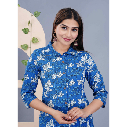 Jikonet Women's Co-Ord Set Kurta with Pant Set Outdoor Outfits Wear (Blue)
