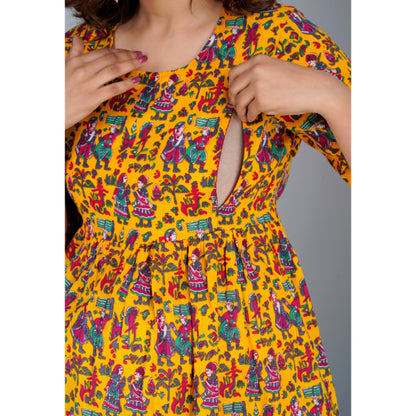 Jikonet Women's Cotton, Rayon Maternity Gown Feeding Kurti
