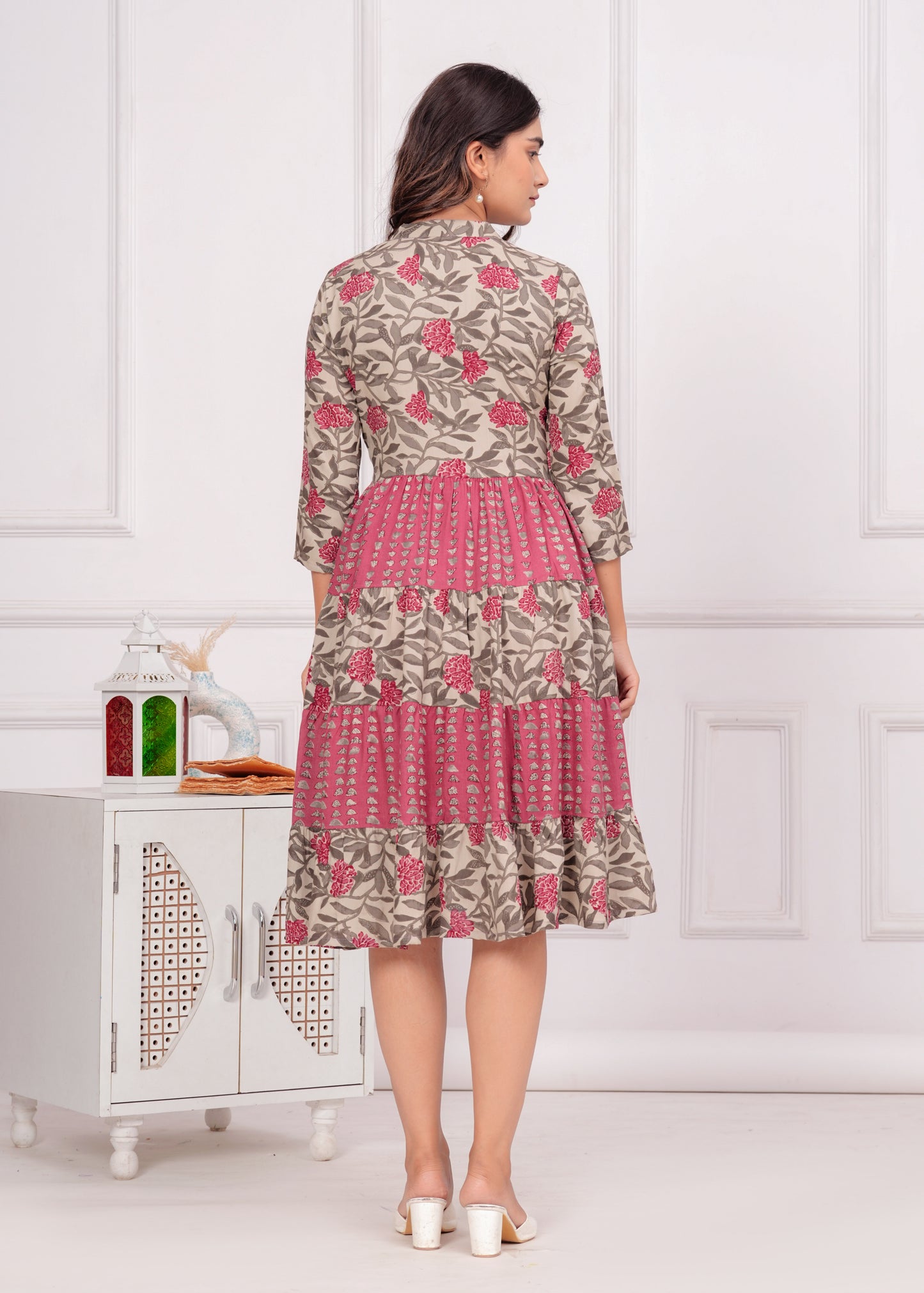 Jikonet Pink Floral Western Dress