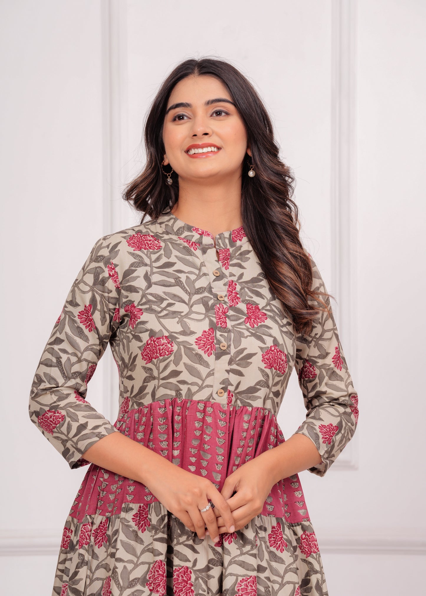 Jikonet Pink Floral Western Dress