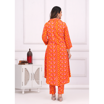 Jikonet Women's Co-Ord Set Kurta with Pant Set Outdoor Outfits Wear (Orange)