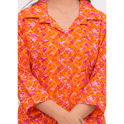 Jikonet Women's Co-Ord Set Kurta with Pant Set Outdoor Outfits Wear (Orange)